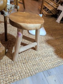 Rustic Wood Three-Leg Stool