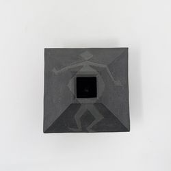 Pyramidal-Shaped Black Studio Art Pottery Vase: Signed 1991