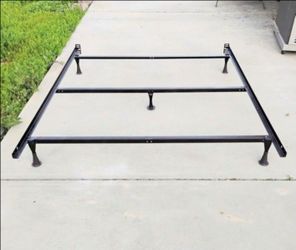 Bed Frame Queen Size Scratch Free Feet with Center Beam for Extra Support