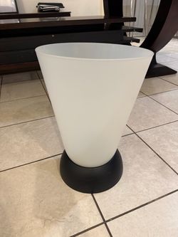 Modern Frosted White & Black Weighted Wastebasket / Small Trash Can