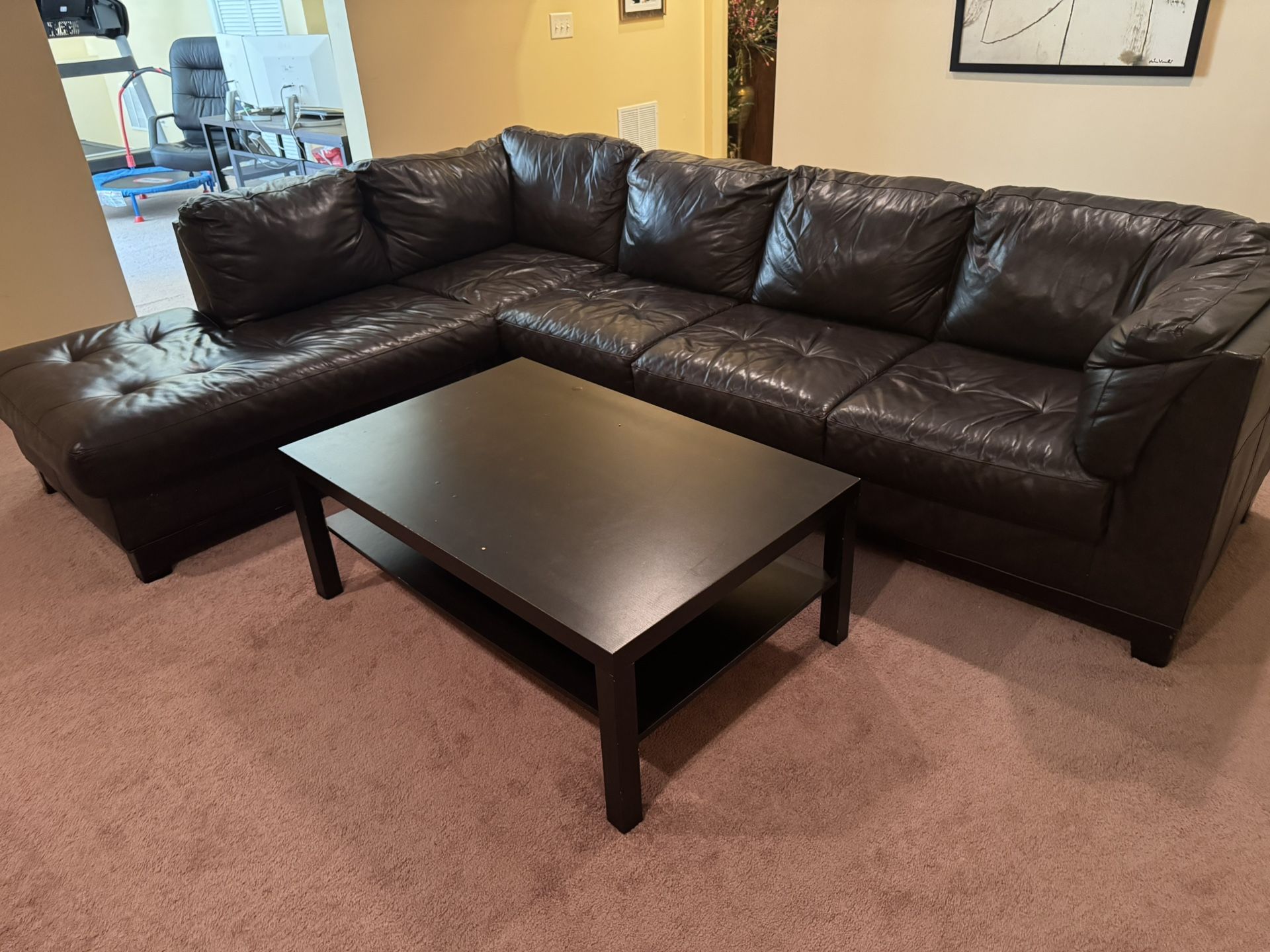 Leather Sofa (2 pc) & Coffee Table