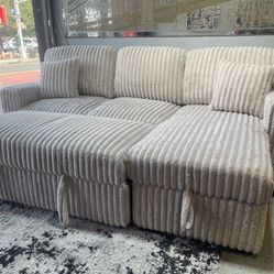 Amazing Corduroy Fabric Sleeper Sectional On Sale Now!! 