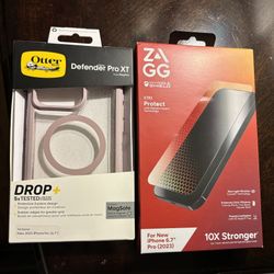 FOR IPHONE 15 PRO - BOTH BRAND NEW IN BOX:  OTTERBOX DEFENDER PRO XT CASE AND ZAGG SHIELD Retail $130