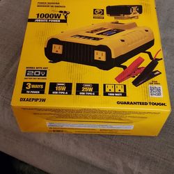 DEWALT
$198.00
3-Way 1000-Watt Power
Inverter Compatible with
20-Volt XR 5 AH Lithium-lon
Battery (Not Included)