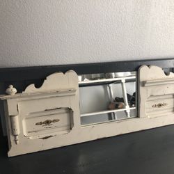 Antique Shabby chic White Art Piece Mirror //Unfinished 