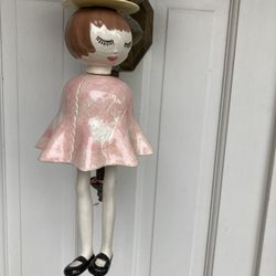 Vintage Porcelain Pink Girl Bell Wind Chime 