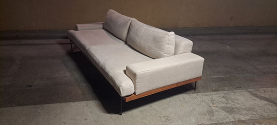 96" Custom West Coast Modern LA "Wood-Rail" Walnut Sofa