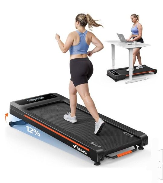 NEW~Walking Pad Treadmill~12% Incline~400lbs Capacity~Merach W50~MR-T25~w Remote & LED ($389 retail)