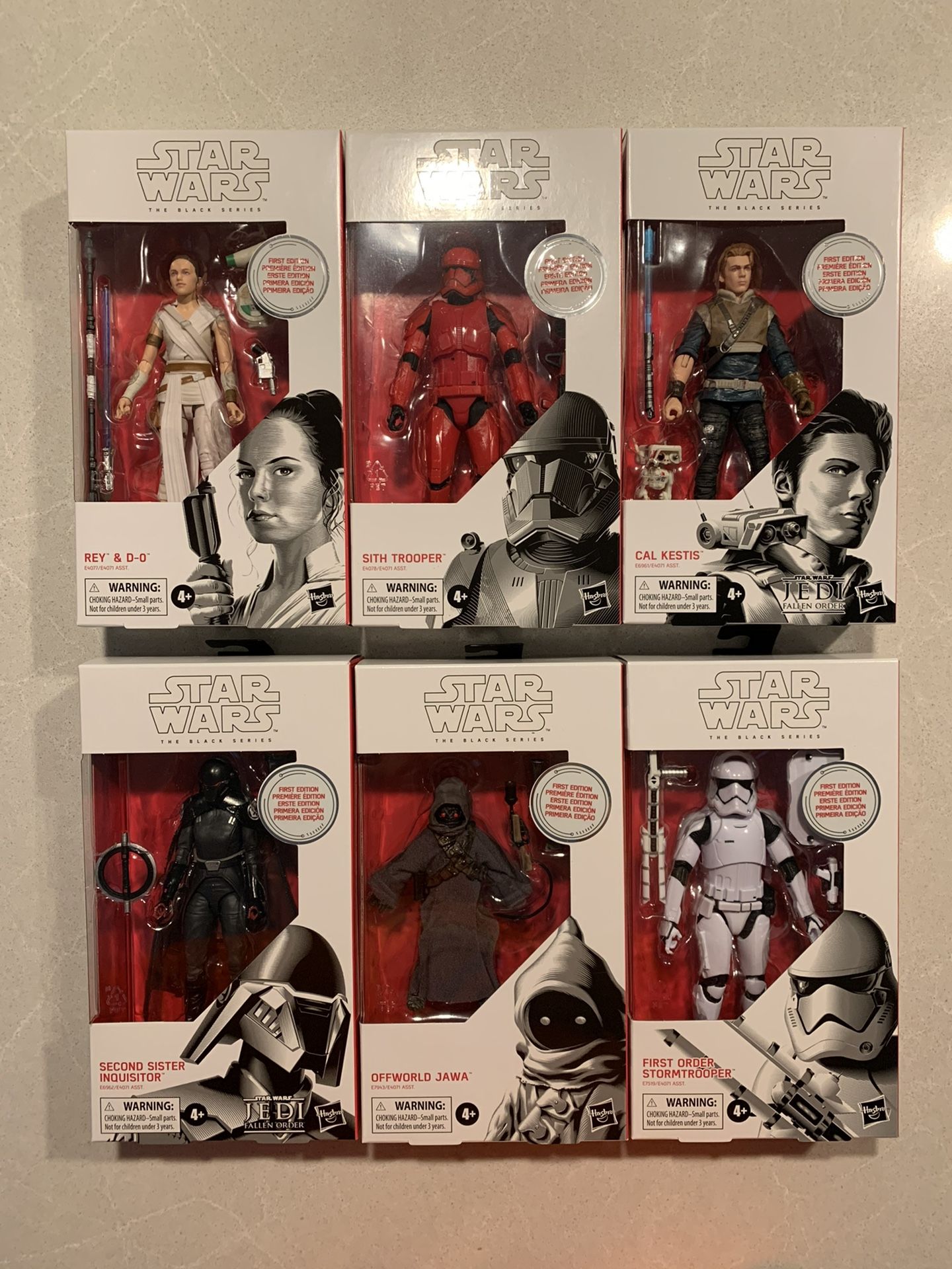 Star Wars Black Series First Edition White Box Collection *MINT* Rey Stormtrooper Sith First Order Cal Kestis Second Sister Inquisitor Jawa