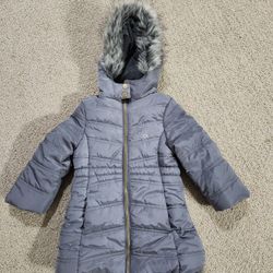 Snow clothes size 2 2T Winter snow coat jacket Calvin Klein to the knee 3/4 body style. 