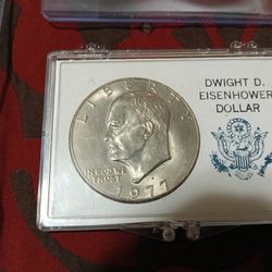 1977 D Dwight D Eisenhower Apollo Moon Silver Clad Dollar Rare Coin Mint Condition Original Case 