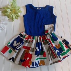 Vtg Diane Von Furstenberg Girls 4 Colorful Mod Geometric Summer Dress