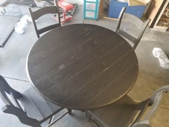 Dining Set Rustic 4 Chairs Round Table Vintage