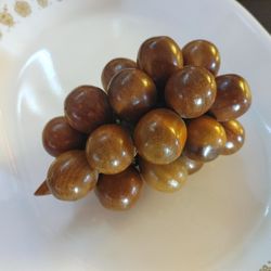 Vintage Mid Century Hand Carved Wood Bunch of Grapes MCM teak?