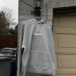 Supreme Grey Burberry Box Logo Hoodie