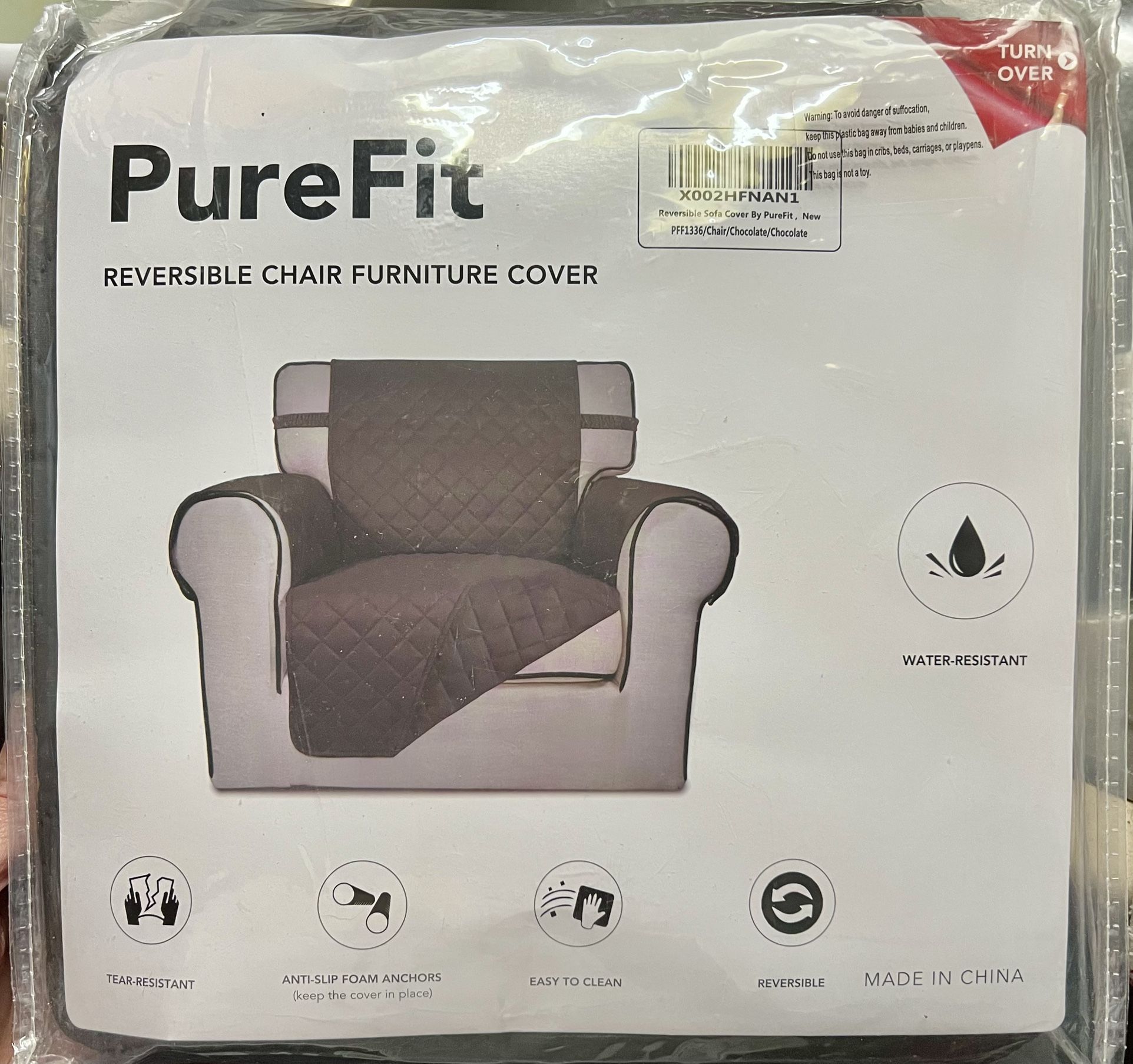 Purefit Reversible Chair Furniture Cover Chocolate Color