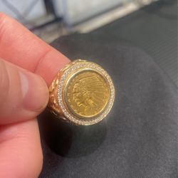Gold Ring 14k+22k Gold Coin