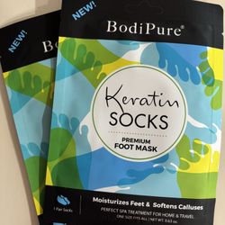 NEW BODIPURE KERATIN SOCKS PREMIUM FOOT MASKS SET OF 2…$5!!