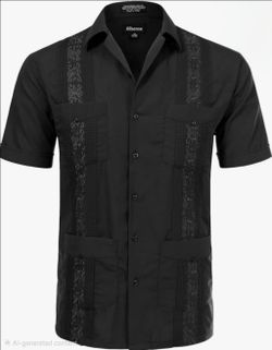 Allsense Men's Short-Sleeve Button-Down Cuban Guayabera Shirt