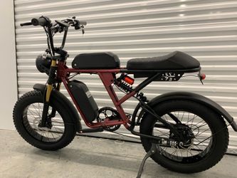 New-750W Electric Dual Battery E-bike, 33MPH, Full Suspension, Disc Brakes(RED)