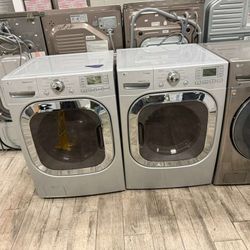 LG grey frontload washer and dryer gas dryer with warranty