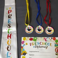 Preschool Graduation Sash, Metal And Diploma 🎓