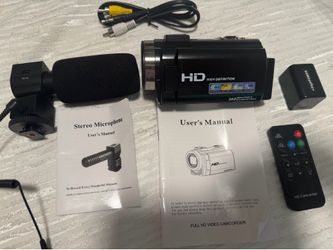 HD Camcorder Video Camera + External Stereo Microphone Bundle