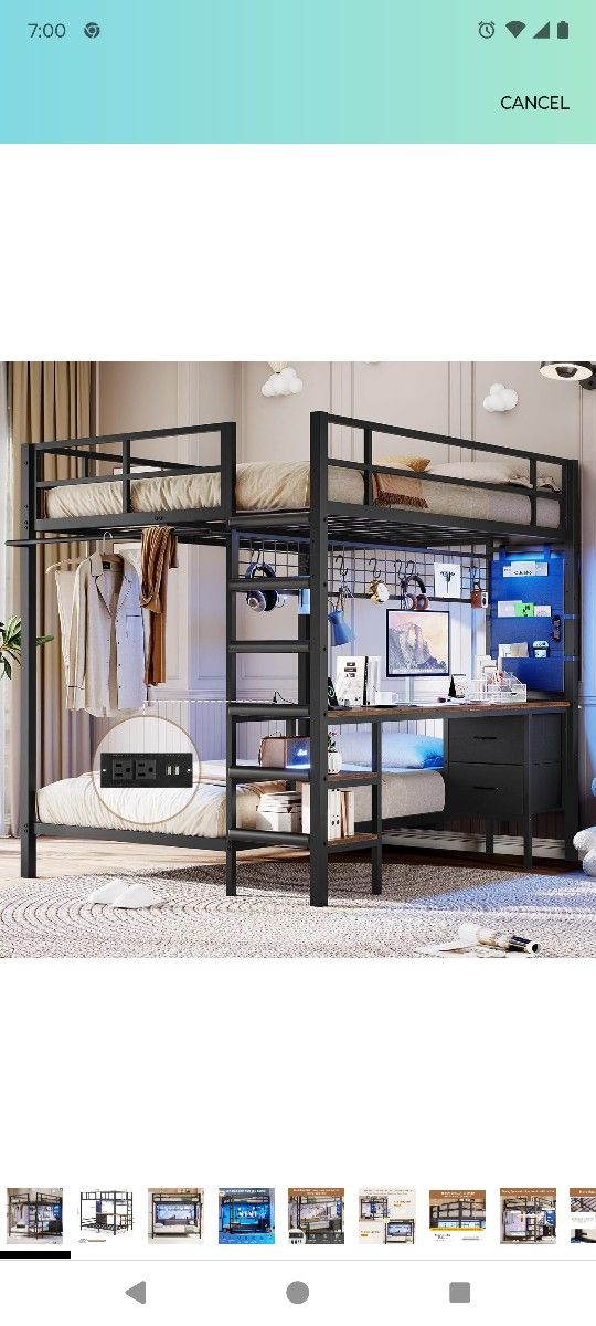 Brand New In Box Modern Full Over Twin Loft Bed With Desk Light And More!!!