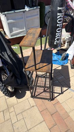 Industrial Wood and Metal Tiered Shelf