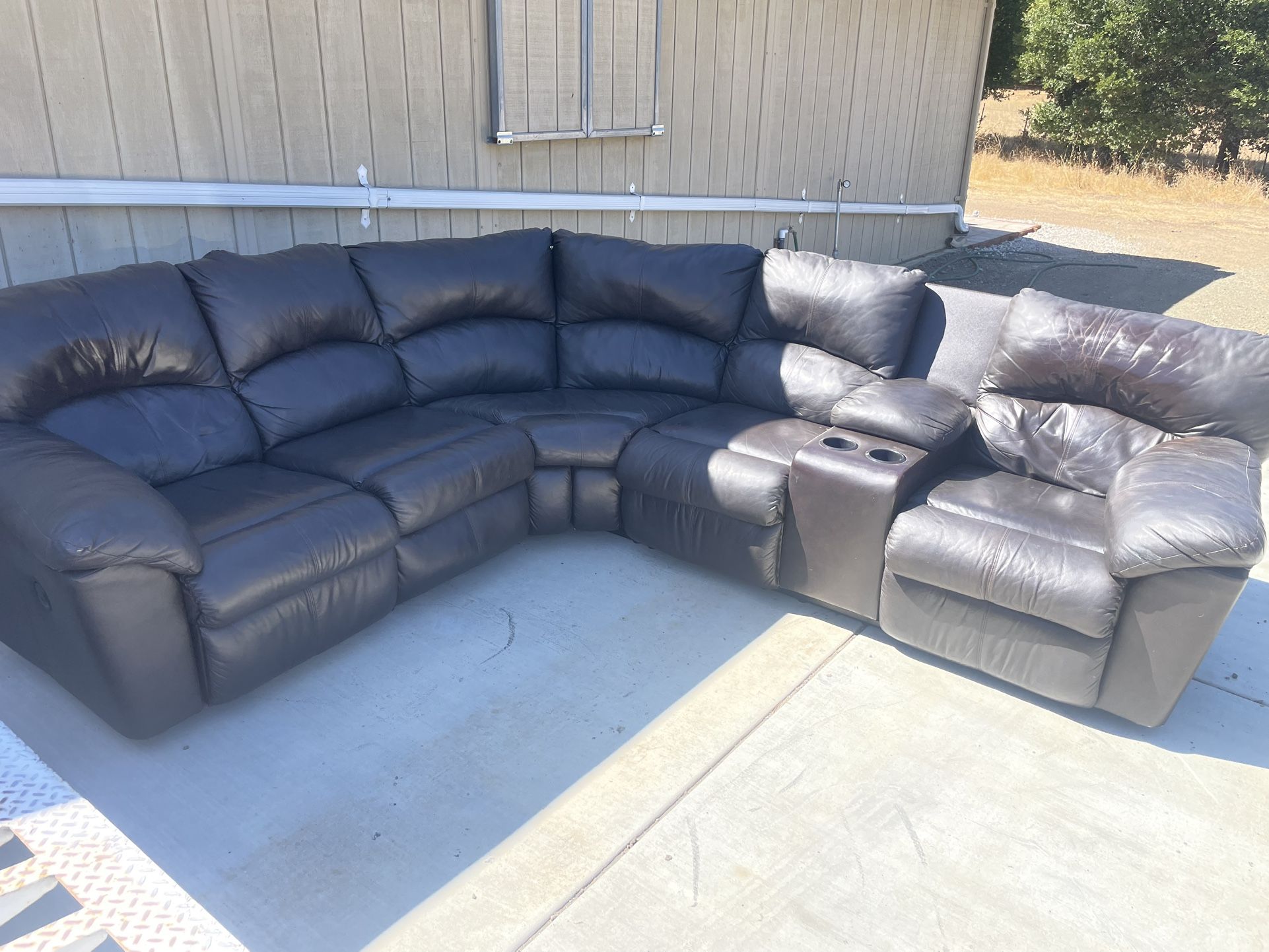 Couch Leather L Shape Sectional Reclines