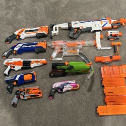 Nerf Gun Lot – Multiple Blasters + Magazines + Attachments