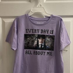 Brand New Girls Lavender Wednesday Spooky Tee Size L 10/12 Kids