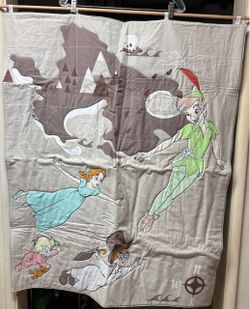 Peter Pan map with characters handmade fabric wall hanging
