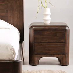 50% Off New West Elm 24" Linden Nightstand Solid Acacia Wood Dark Brown Mid-Century Modern (98 lbs) FREE LOCAL DELIVERY AVAILABLE TODAY