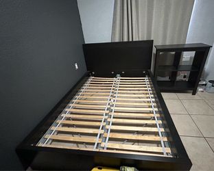 IKEA Full Bed with 2 Drawers( not shown in the pic but they are included ) wooden bed Slats, & Cube Shelf - Great Condition - MUST GO before 5-30