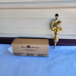 VTG NEW Home Interiors Heavy Solid Brass Wall Sconce Tapered Candle Holder 10"