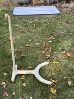 Antique Porcelain Enamel Metal Adjustable Medical Dental Side Table by Bronze Craft Inc. NYC. 