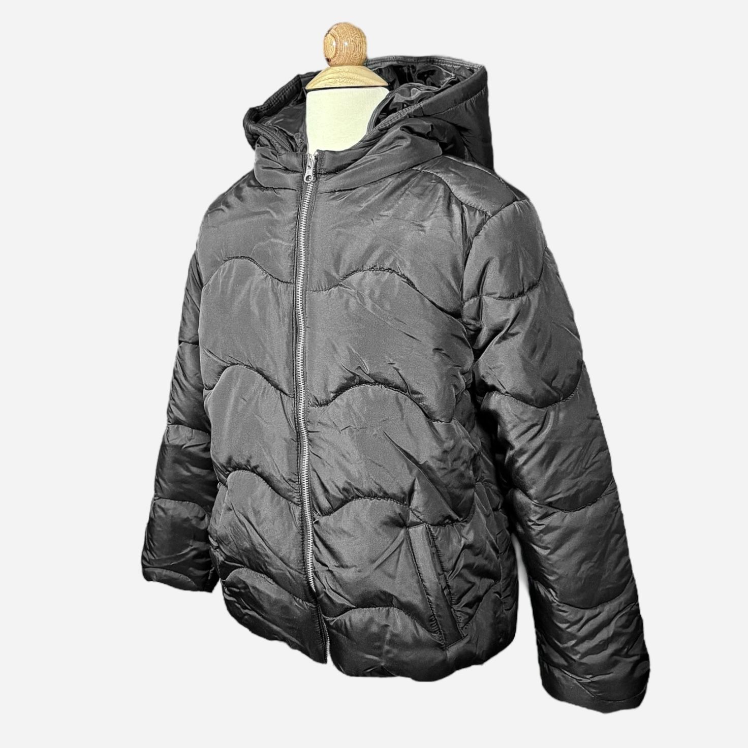 C&C California Big Girls Quilted Mid-weight Black Zipper-Front Closure Sz 12