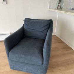 Navy Upholstered -Slip covered -Navy Swivel Chair - Excellent Condition!