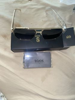 SOJOS UV400 Retro Square Polarized Sunglasses, SJ1161C5 Gold 59-14-145mm
