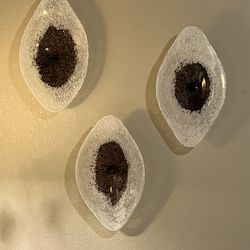 Set of three Unique glass wall decor with  abstract design