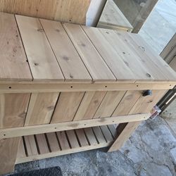 Wooden Cooler With Trash Bin 