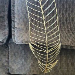 Gold Metal Feather Decor