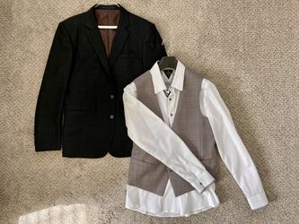 Eastream Men’s Suit Set (40–42R Fit) – Blazer + 2 Pants + Vest + Shirt + Accessories – Excellent