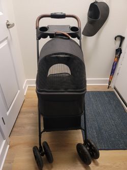Black Pet Stroller with Cup Holders