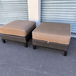 Patio, Outdoor Furniture Ottoman- Foot Rest With Sunbrella Cushions 