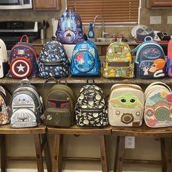 Brand new Disney parks exclusive Loungefly backpacks. $60 each or 4 for $200. Wallets and bags $30. All other items $20. Prices are firm. :) Higley an