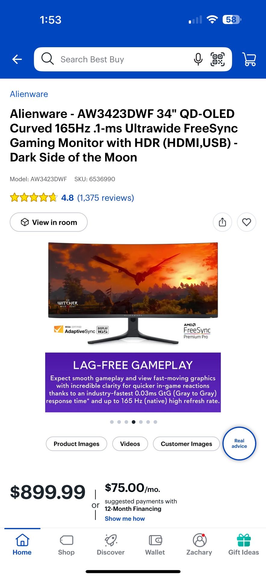 Alienware 34” Curved OLED