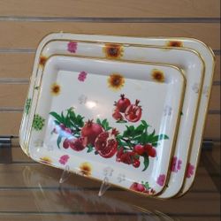 3pc Rectangular Serving Tray set _ Red / green ( NEW ) kitchenware, dinnerware