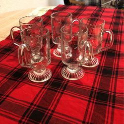 Vintage Engraved Glass Cups